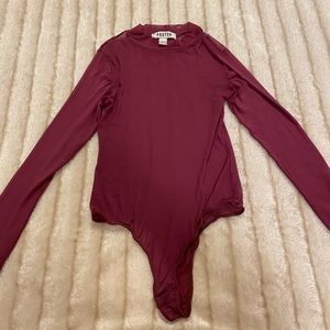 Burgundy-colored Sheer Bodysuit